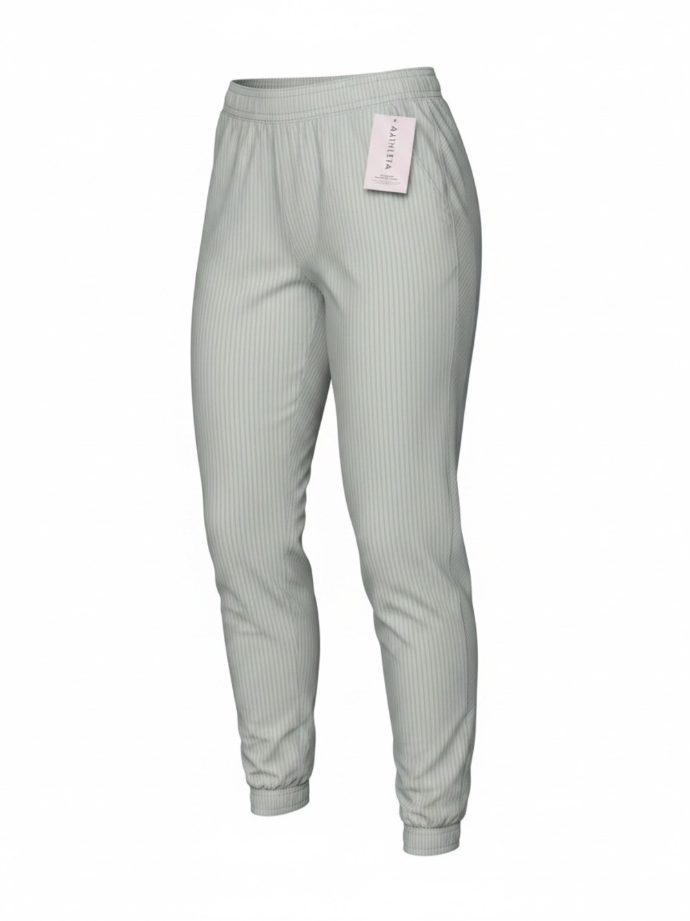 NWT WOMEN’s Athleta Light Green Pinstripe Jogger Pants 14 Tall